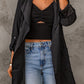 Full Size Drawstring Hooded Longline Jacket