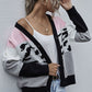 Women's Color Block Drop Shoulder Button Down Cardigan