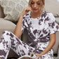 Full Size Tie-Dye Tee and Drawstring Waist Joggers Lounge Set