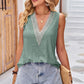 Eyelet V-Neck Wide Strap Tank