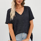 Women's Short Sleeved V-Neck Dropped Shoulder Tunic Top