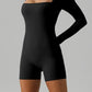 Square Neck Long Sleeve Active Romper