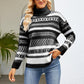 Geometric Turtleneck Long Sleeve Sweater