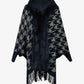 So Defined One Size Houndstooth Fringe Hem Poncho