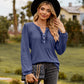 Full Size Puff Sleeve Ruffle Trim Blouse