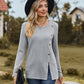 Decorative Button Slit Full Size Long Sleeve T-Shirt
