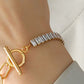 Michelle&Lanha Zircon Titanium Steel Closure Bracelet