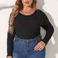 Plus Size Round Neck Long Sleeve Bodysuit