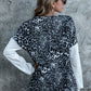Leopard Decorative Button V-Neck Top