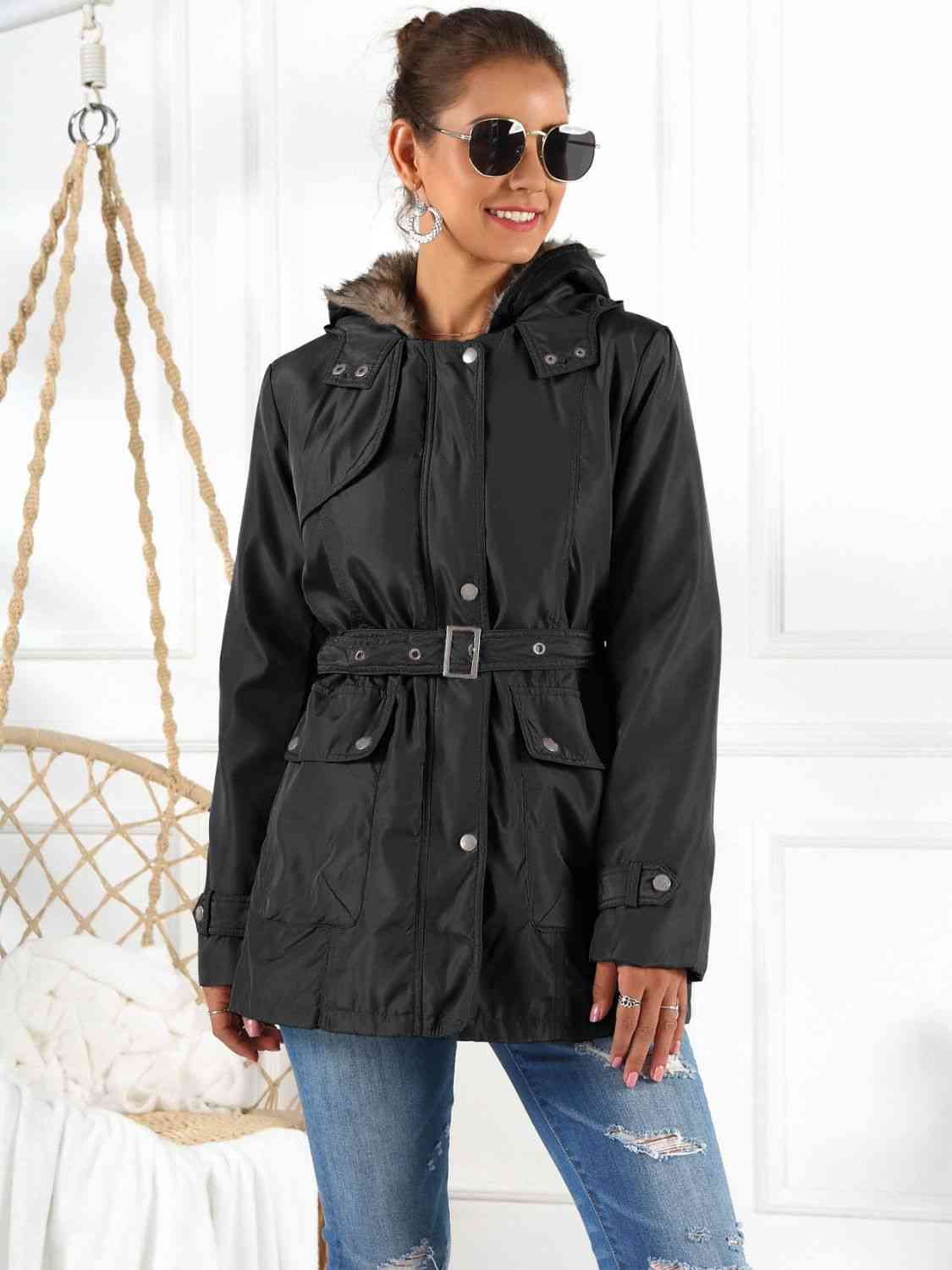 Skylar Full Size Hooded Jacket with Detachable Liner (Three-Way Wear)