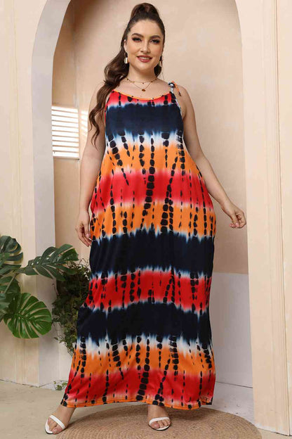Plus Size Cora Lea Multicolor Tie-Shoulder Maxi Dress
