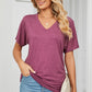 Ruched V-Neck Short Sleeve T-Shirt