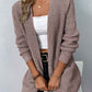 ZeldaMarie Rib-Knit Open Front Pocketed Cardigan