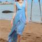 CGYY Valencia Polka Dot Ruffled Plunge Sleeveless Maxi Dress