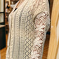 Eyelet Button Up Lantern Sleeve Cardigan