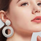 Round Shape Raffia Grass Dangle Earrings