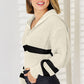 Striped Zip Up Dropped Shoulder Cardigan