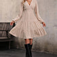 V Neck Button Up Tiered Dress
