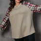 Plus Size Plaid Round Neck Long Sleeve Sweatshirt