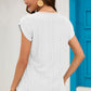 Eyelet Round Neck Short Sleeve T-Shirt