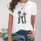 Giraffe Graphic Round Neck T-Shirt