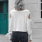 Cold-Shoulder Ribbed Trim Sweater