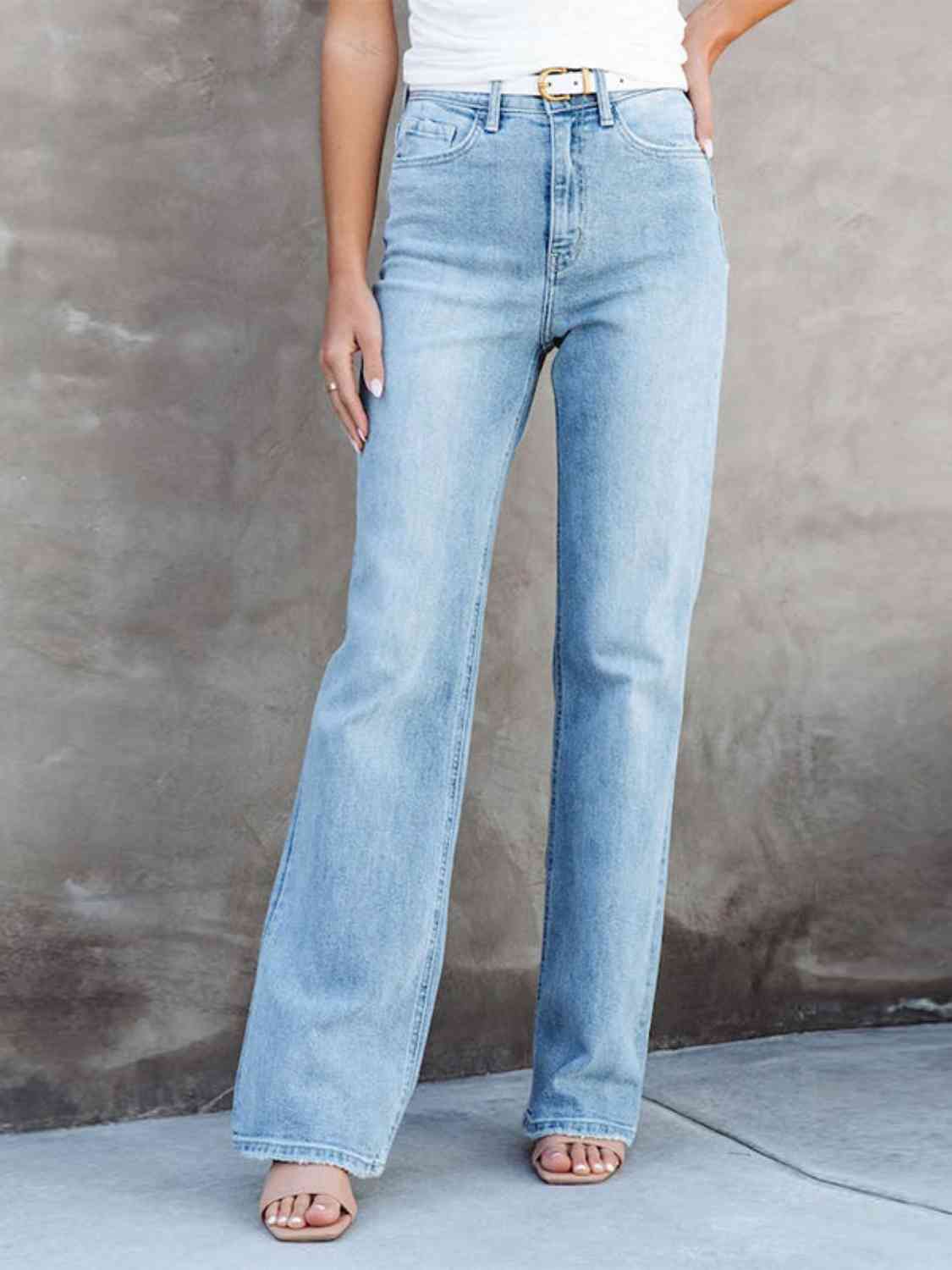 Misty Blue Full Size Washed Straight Leg Jeans