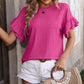 Ruffled Round Neck Short Sleeve Blouse