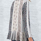 Printed Open Front Long Sleeve Cardigan