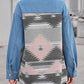 Geometric Raw Hem Button Up Denim Jacket
