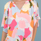 Women's Printed Notched Neck Half Sleeve Blouse
