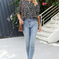 Polka Dot Round Neck Lantern Sleeve Blouse