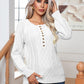 Cable-Knit Round Neck Buttoned Sweater