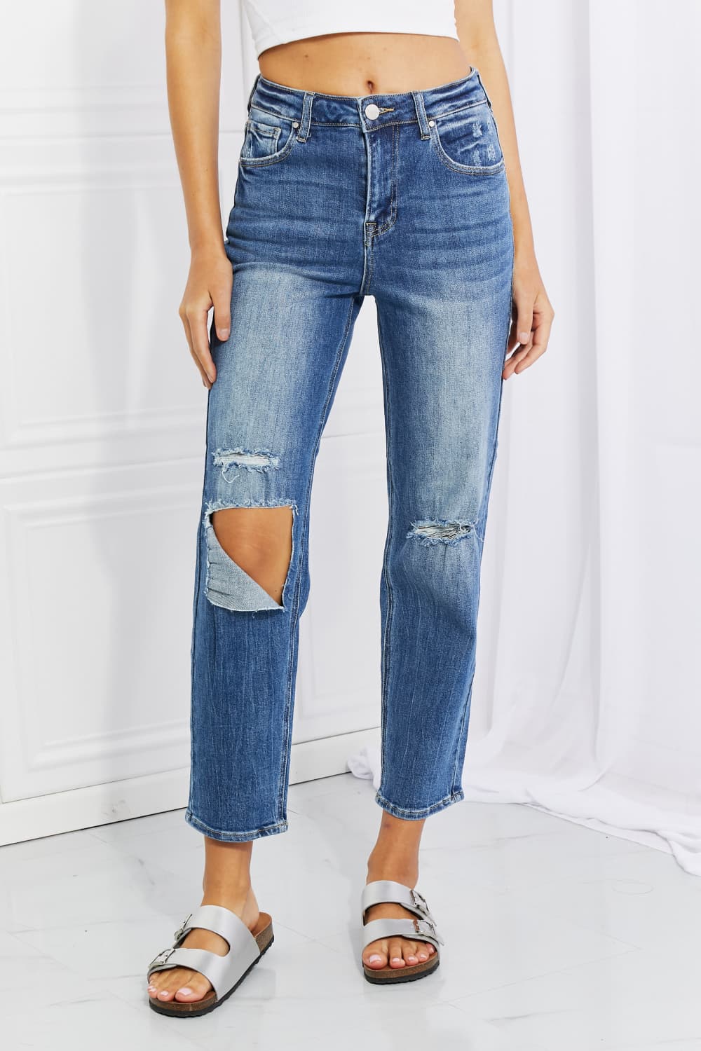 RISEN Full Size Emily High Rise Relaxed Jeans *