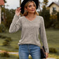 Full Size Ribbed V-Neck Long Sleeve Tee