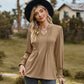 Full Size Notched Neck Flounce Sleeve Blouse