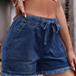 Full Size Drawstring Raw Hem Denim Shorts