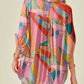 Printed Dolman Sleeve Collared Shirt
