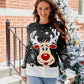Women's Christmas Full Size Reindeer Round Neck Sweater