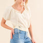 And The Why Cotton Gauze Back Waist Tie Cropped Blouse