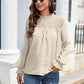 Smocked Mock Neck Swiss Dot Top