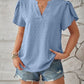 Swiss Dot Notched Petal Sleeve T-Shirt