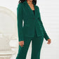 Lapel Collar Long Sleeve Blazer and Pants Set