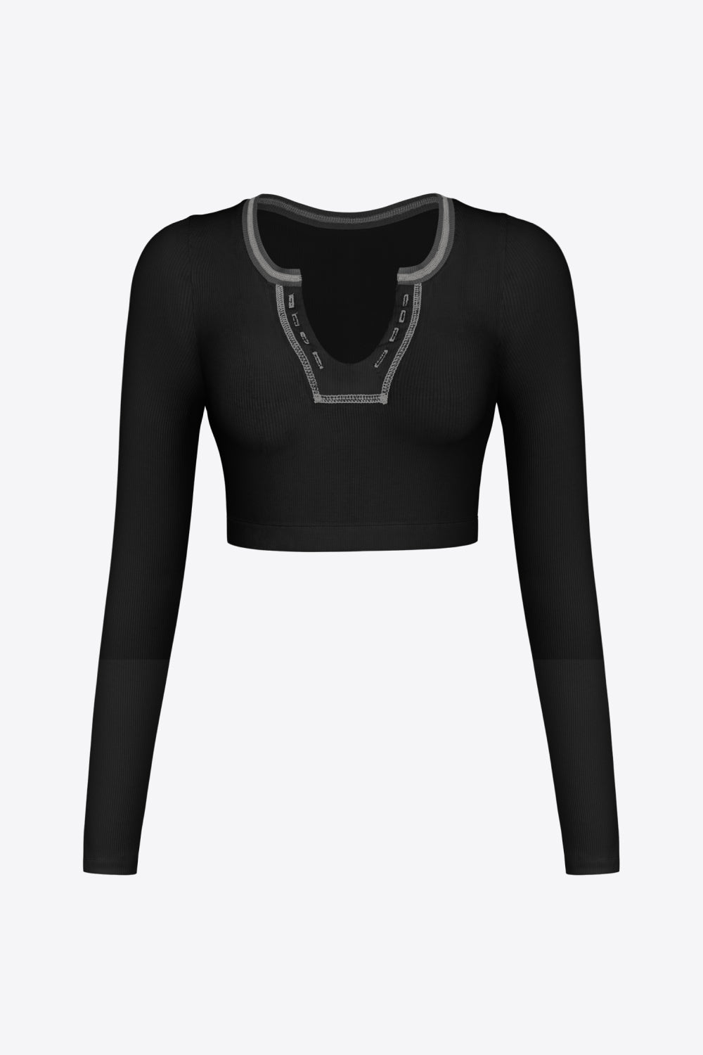 Women's Contrast Trim Ribbed Cropped Top