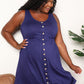 Double Take Navy Blue Full Size Button Front Empire Waist Sleeveless Slit Magic Dress