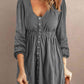Full Size Scoop Neck Empire Waist Long Sleeve Mini Dress