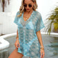 Openwork V-Neck Half Sleeve Cover Up