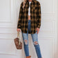 Plaid Button Up Dropped Shoulder Outerwear