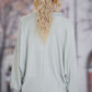 Opaque Full Size Light Gray Half Button Collared Neck Long Sleeve Sweatshirt