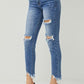 RISEN Distressed Frayed Hem Slim Jeans